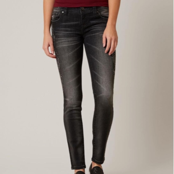 Miss Me Denim - Miss Me Signature Skinny Black Metallic NEW Sz 24